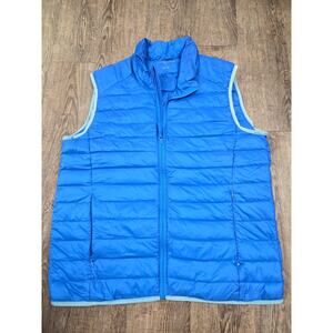 Attention Men's L Vest Down Puffer Jacket Quilted Packable Blue Zip Lightweight